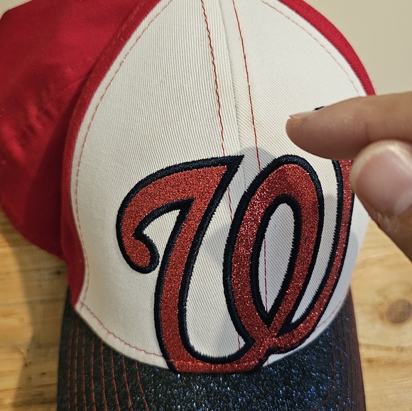 Washington Nationals Youth Baseball Cap Red White And Blue Sparkles - Picture 7 of 7